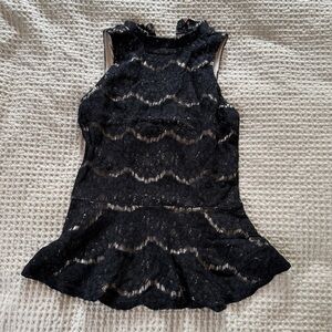 love, Fire Black Lace Peplum Blouse